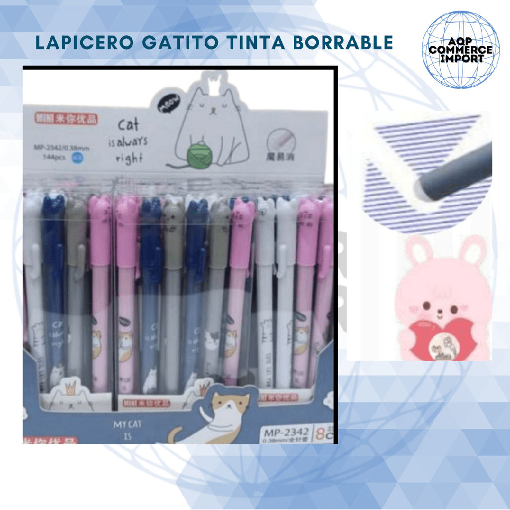 LAPICERO GATITO - TINTA BORRABLE AZUL