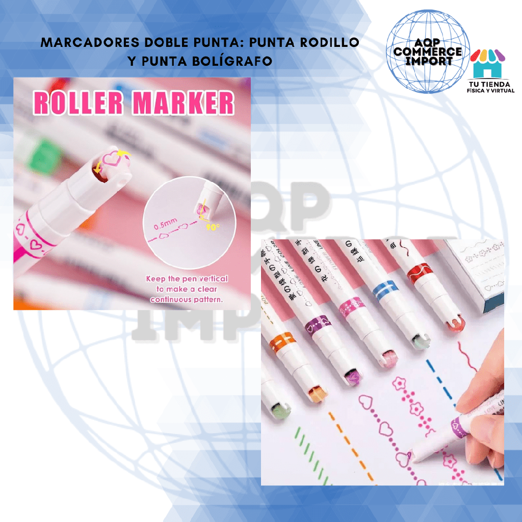 MARCADORES CON DISEÑO DOBLE PUNTA 18 UNDS