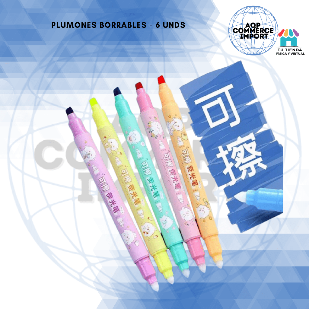 PLUMONES BORRABLES -  6 UNDS
