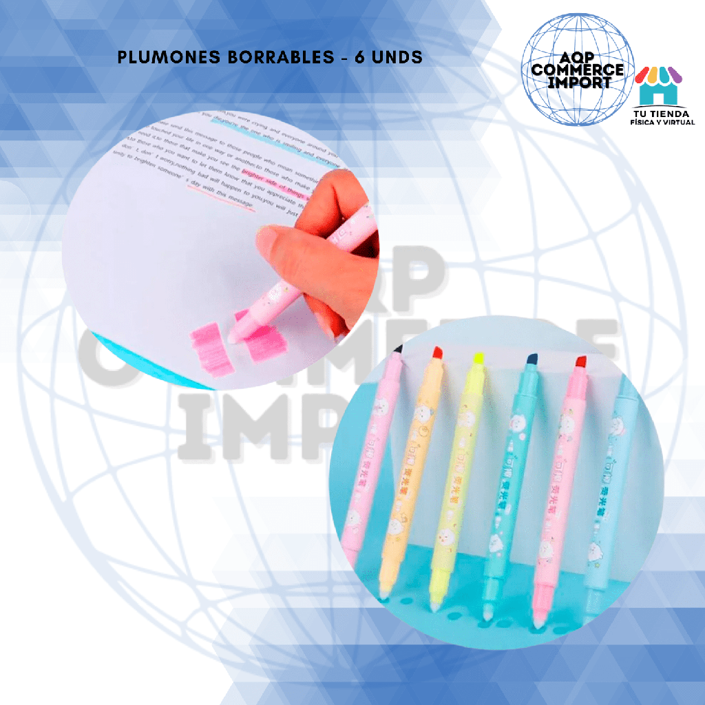 PLUMONES BORRABLES -  6 UNDS