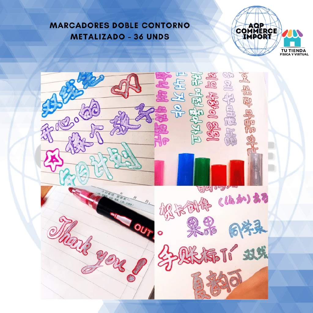 MARCADORES DOBLE CONTORNO METALIZADO - 36 UNDS