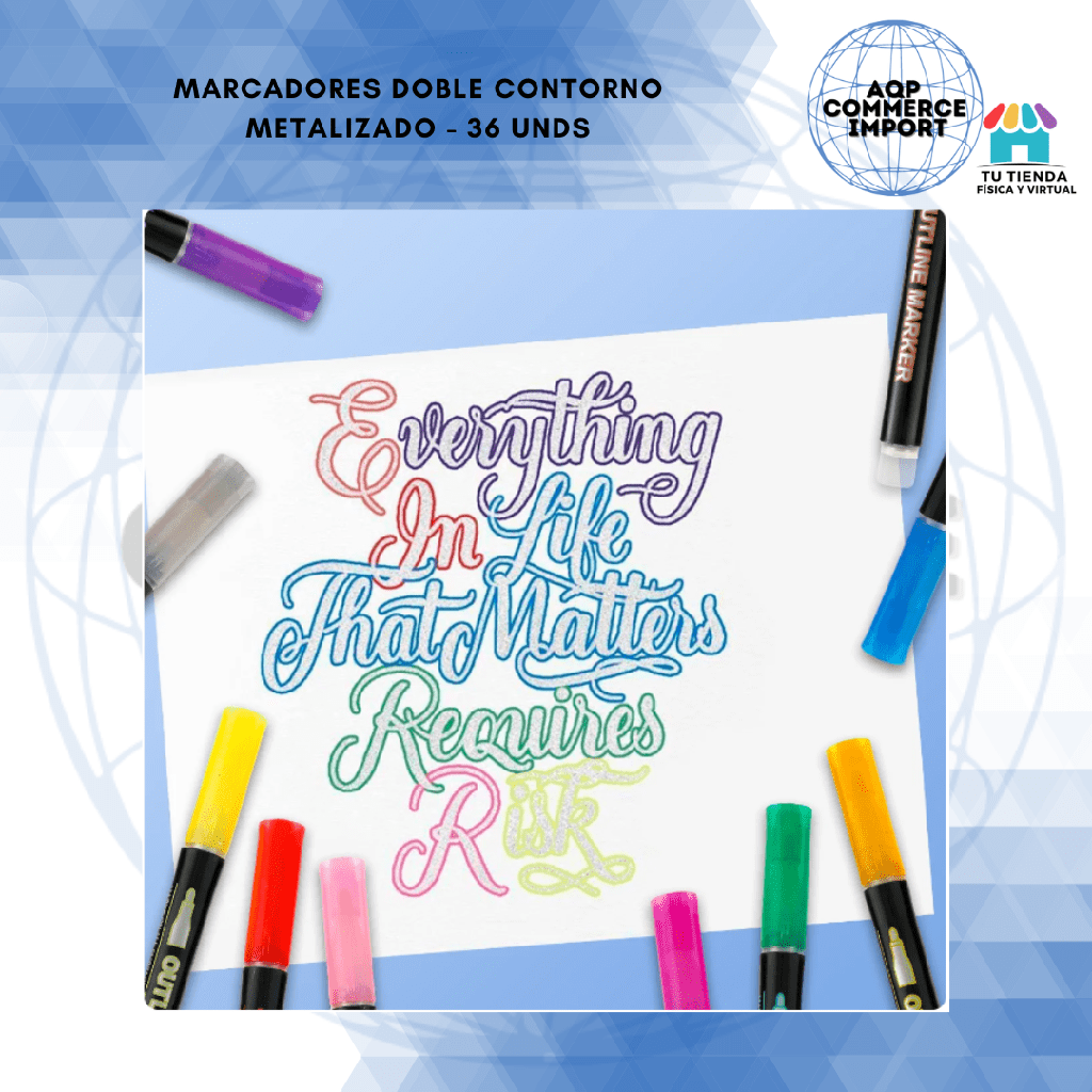 MARCADORES DOBLE CONTORNO METALIZADO - 36 UNDS