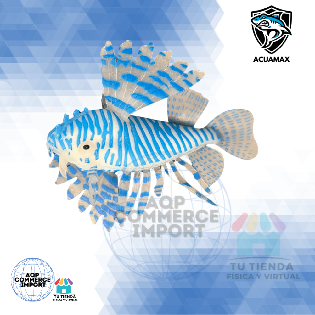 ADORNO PARA  PECERA LION FISH AZUL RAYADO