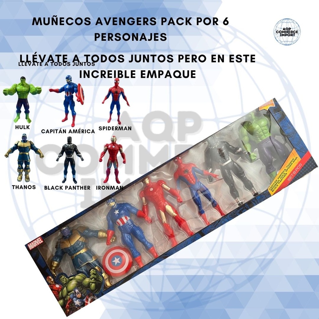 MUÑECOS AVENGERS PACK DE 6 PERSONAJES