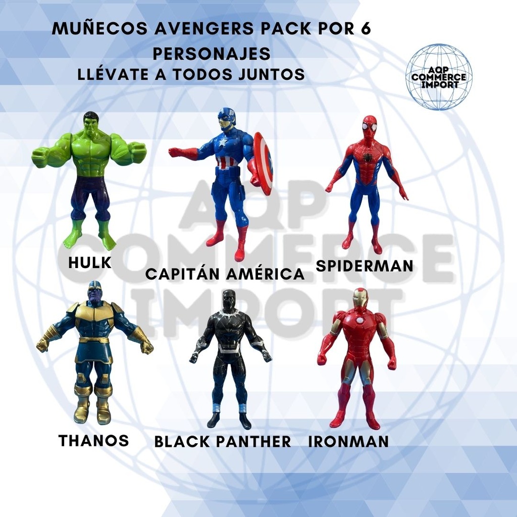 MUÑECOS AVENGERS PACK DE 6 PERSONAJES