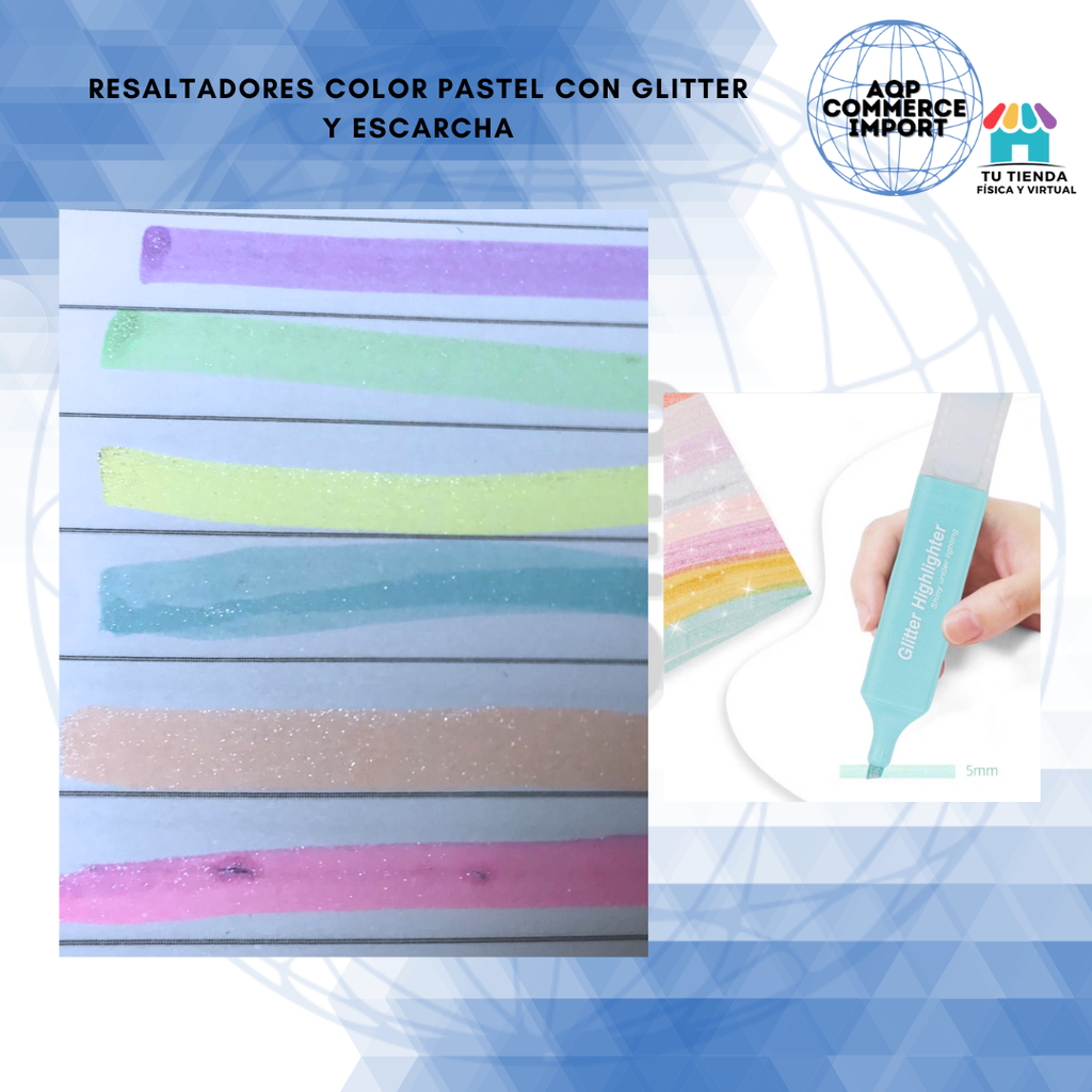 RESALTADOR GLITTER METÁLICO 8PZ