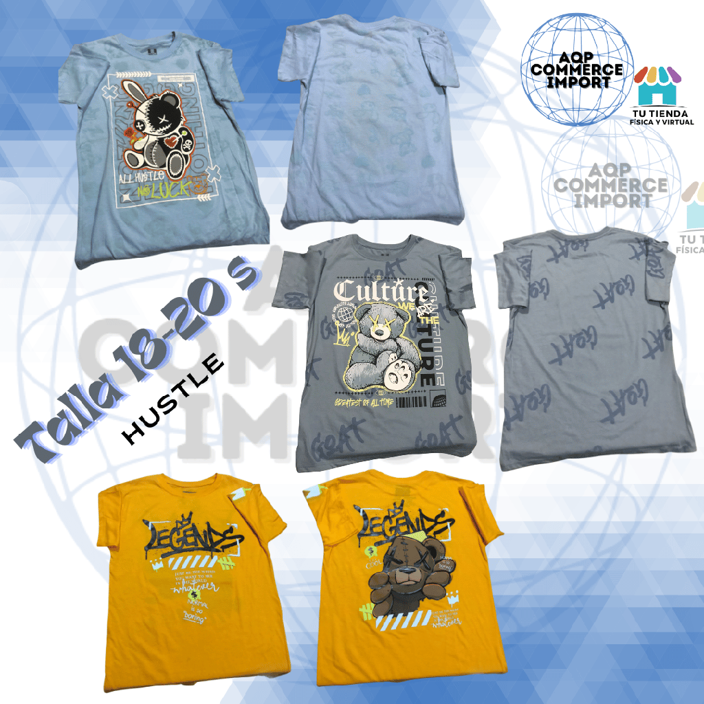 POLOS HUSTLE TALLA 18/20 XL - NIÑO- EQUIVALENTE S