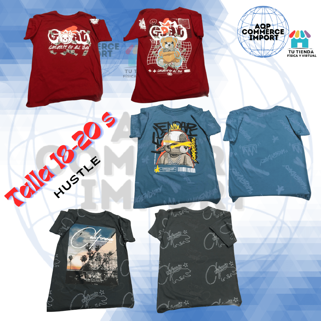 POLOS HUSTLE TALLA 18/20 XL - NIÑO- EQUIVALENTE S