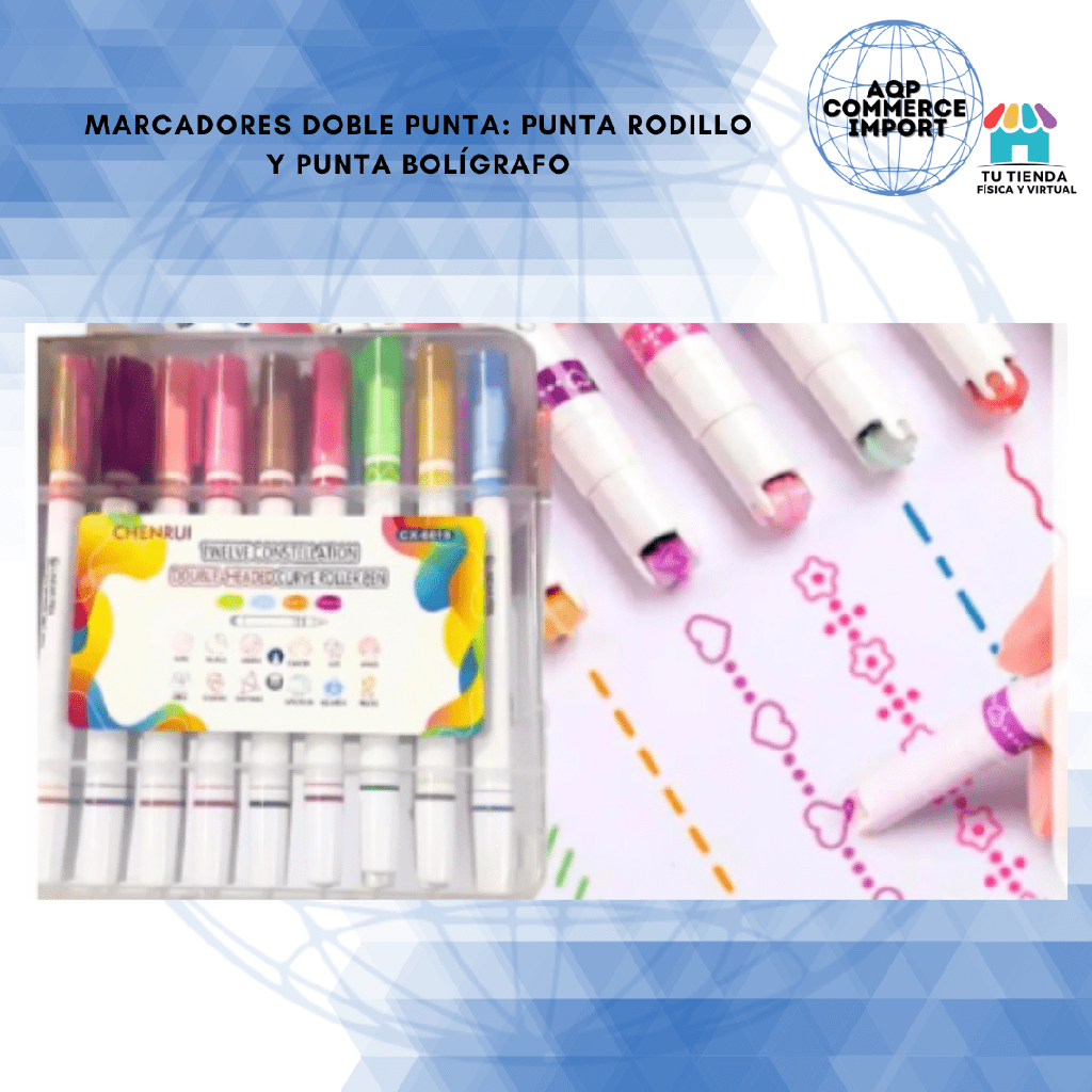 MARCADORES CON DISEÑO DOBLE PUNTA 18 UNDS