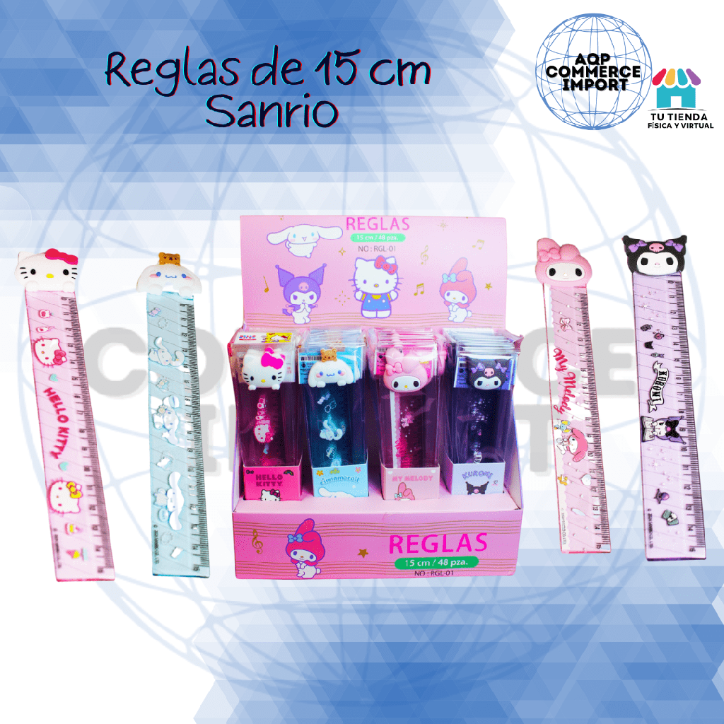 REGLAS SANRIO 15CM CON RELIEVE