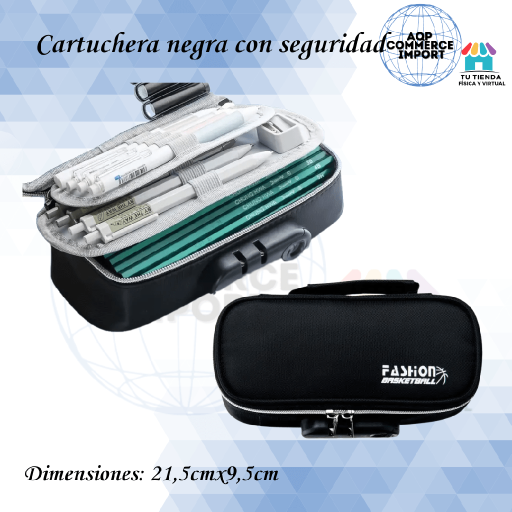 CARTUCHERA NEGRA CON SEGURIDAD 