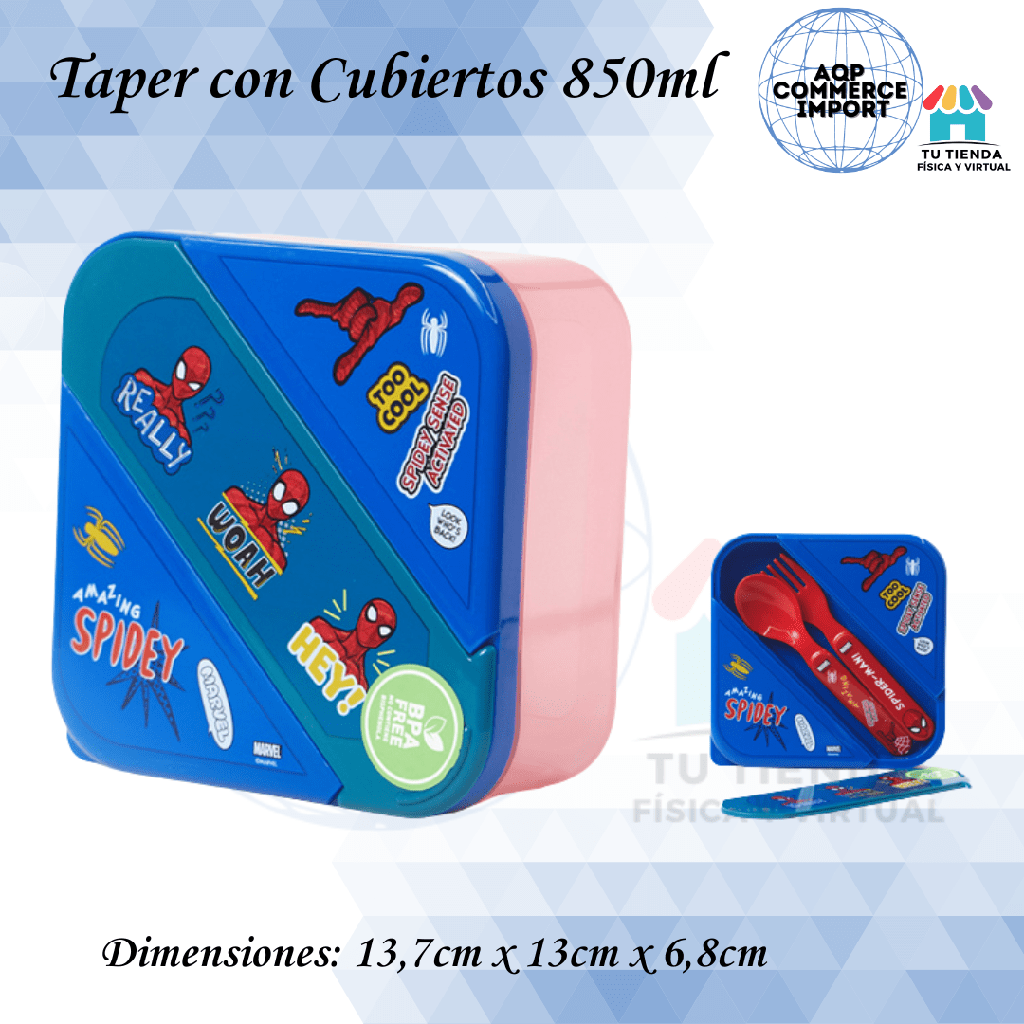 TAPER CON CUBIERTOS DE 850ML - LICENCIADOS