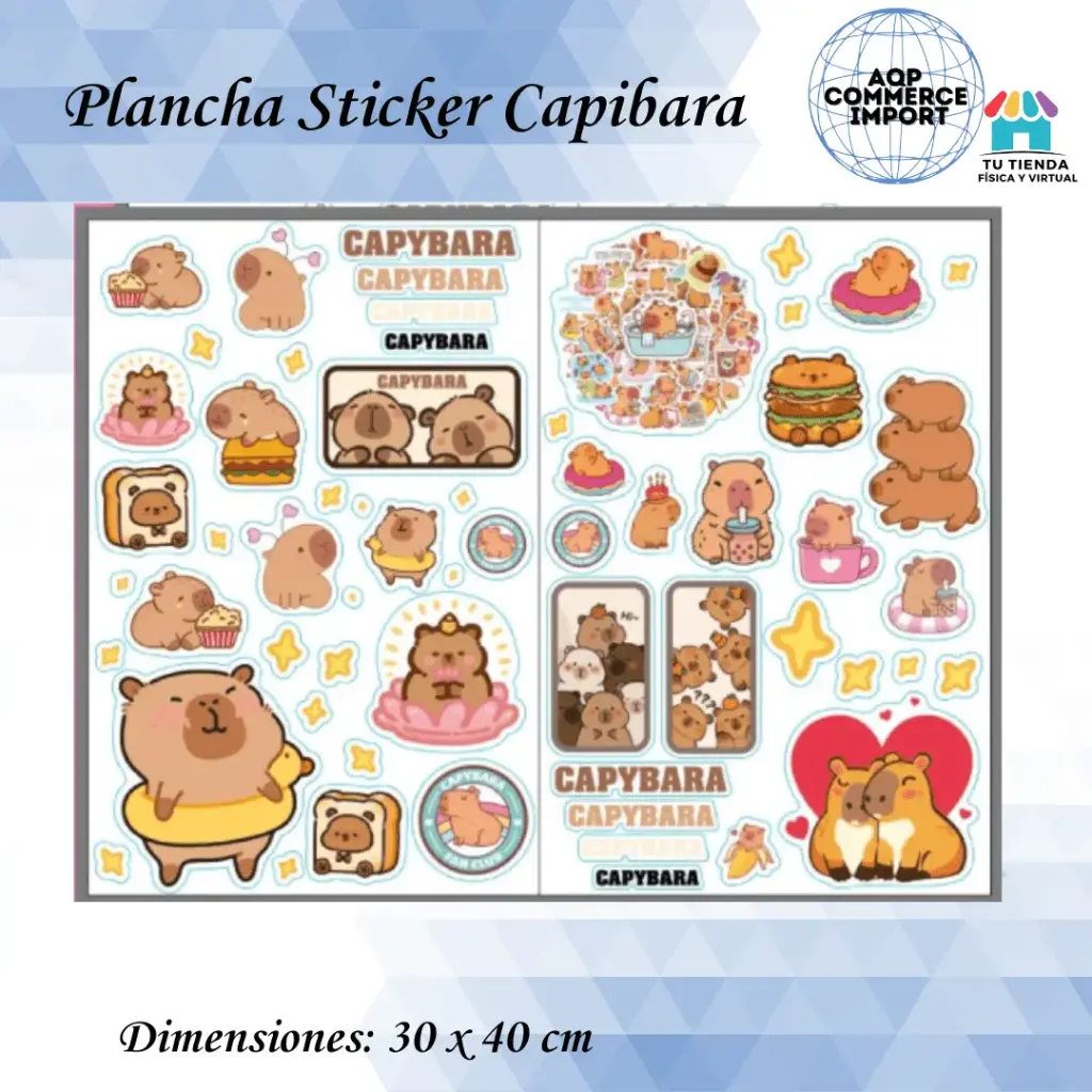 PLANCHA DE STICKER CAPIBARA
