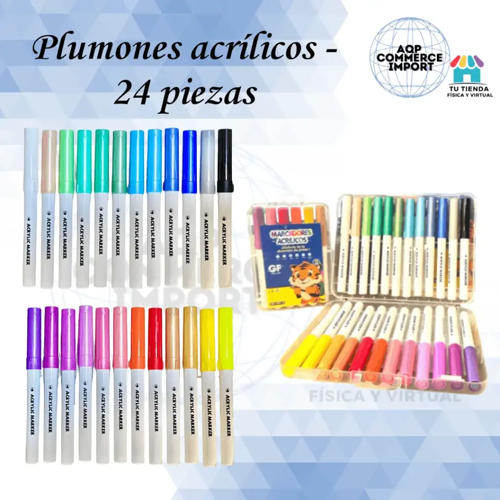 PLUMONES ACRÍLICOS 24 PIEZAS