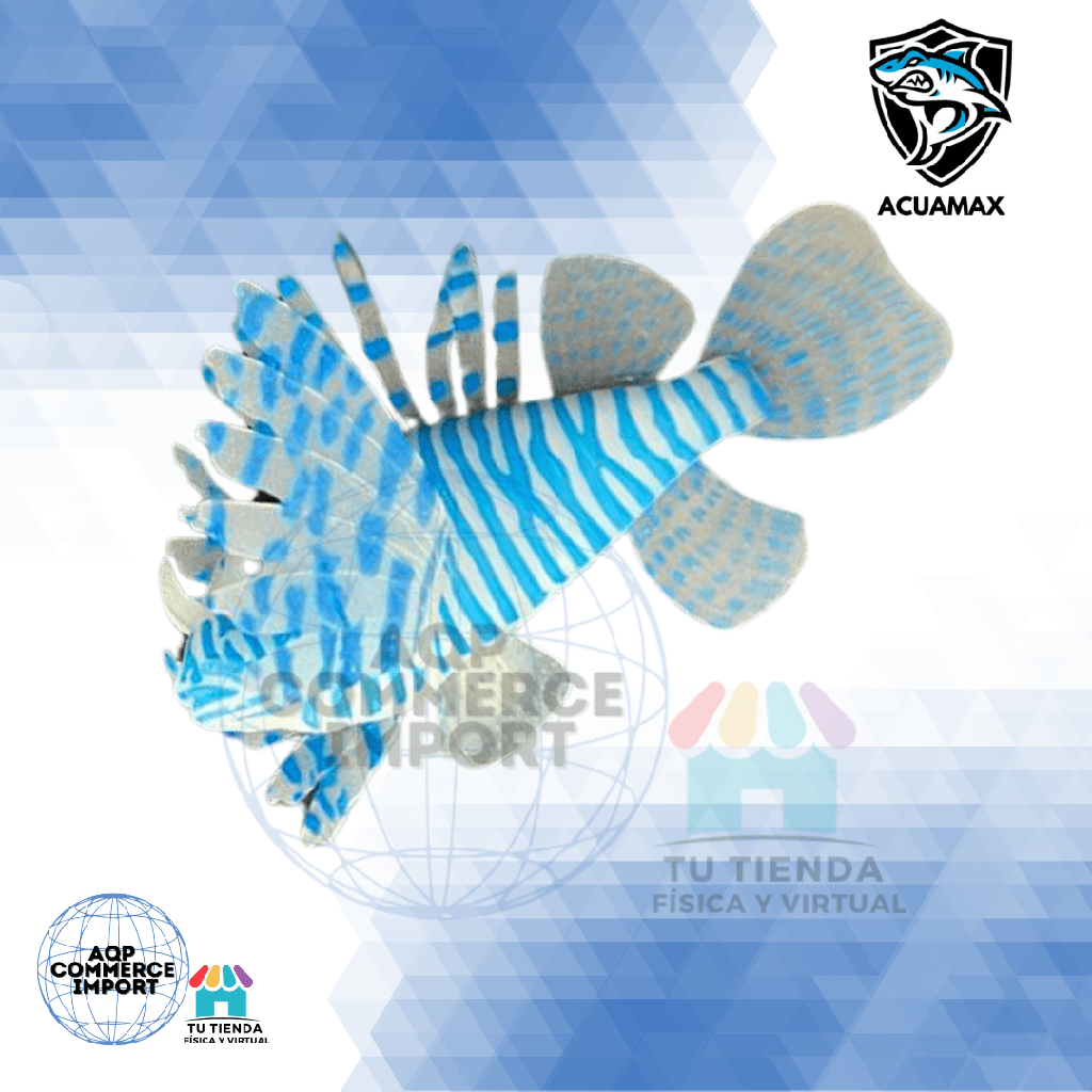 ADORNO PARA  PECERA LION FISH AZUL RAYADO