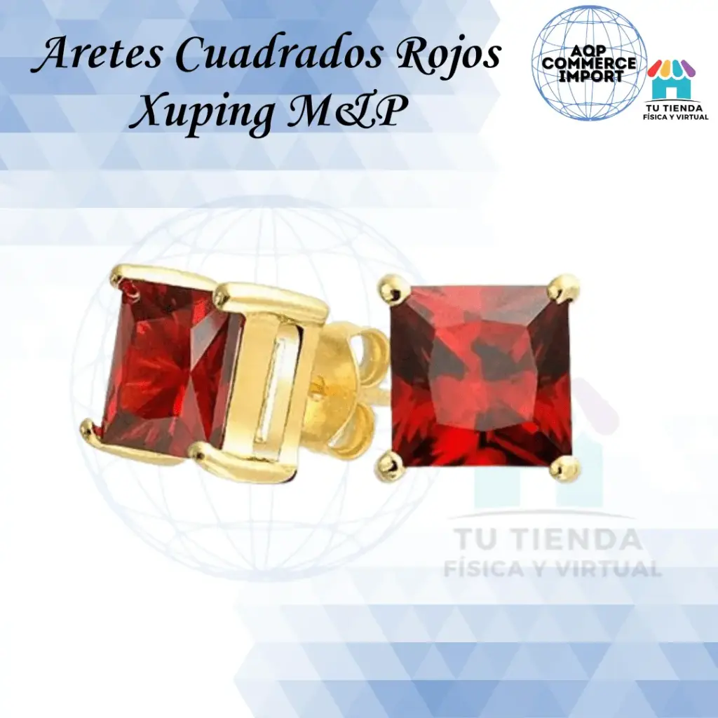 ARETES CUADRADOS ROJOS 
