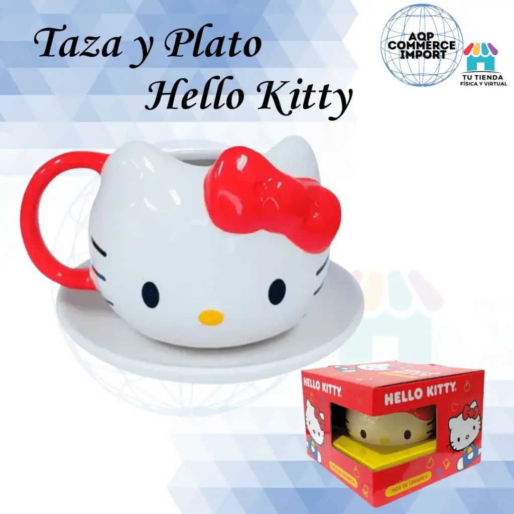 TAZA Y PLATO HELLO KITTY