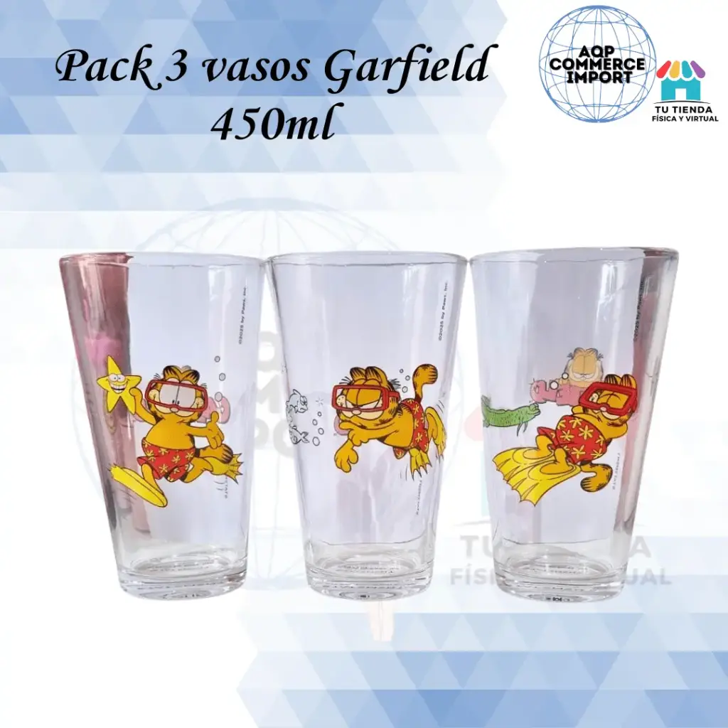 PACK 3 VASOS GARFIELD - 450ML