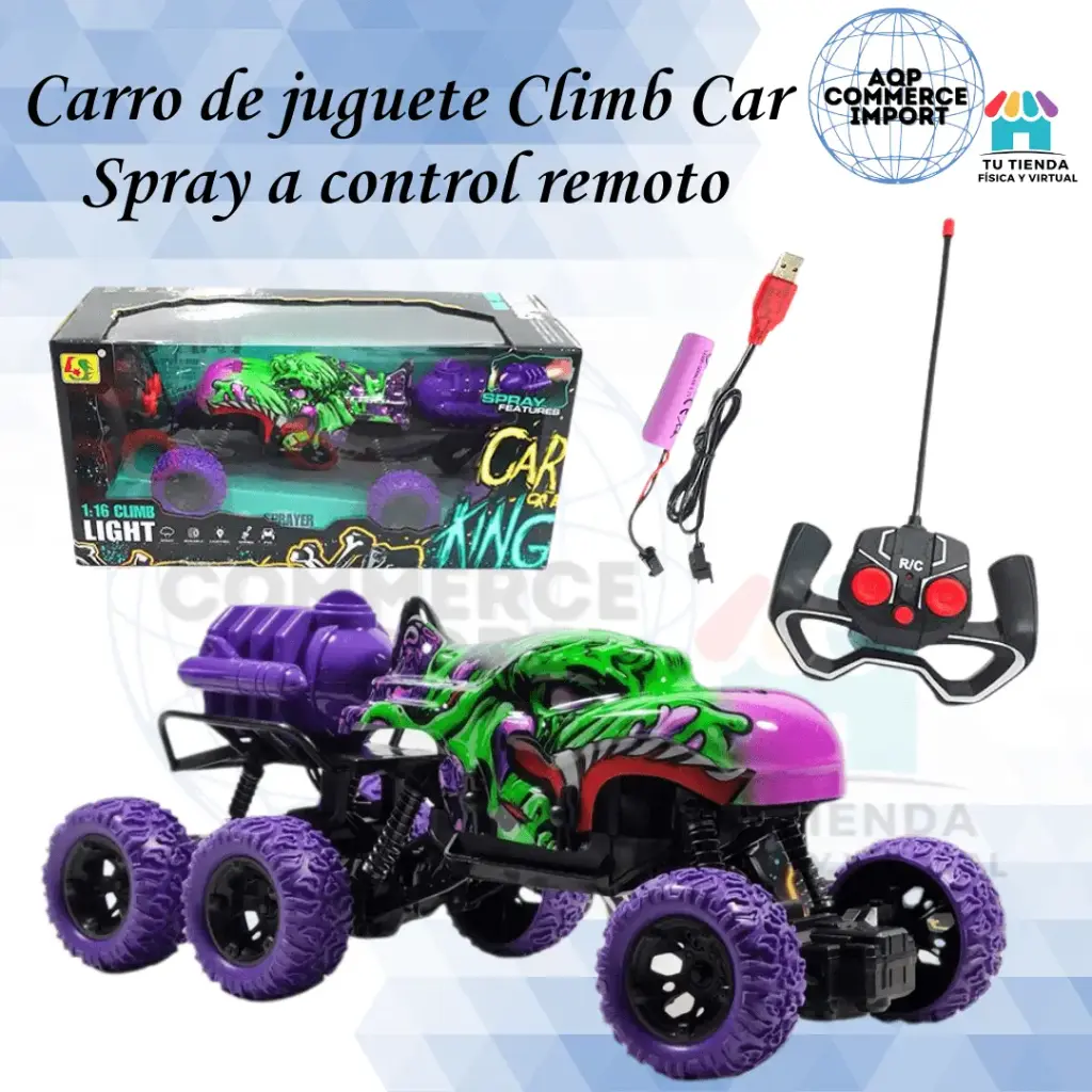 CARRO JUGUETE CLIMB CAR SPRAY A CONTROL REMOTO