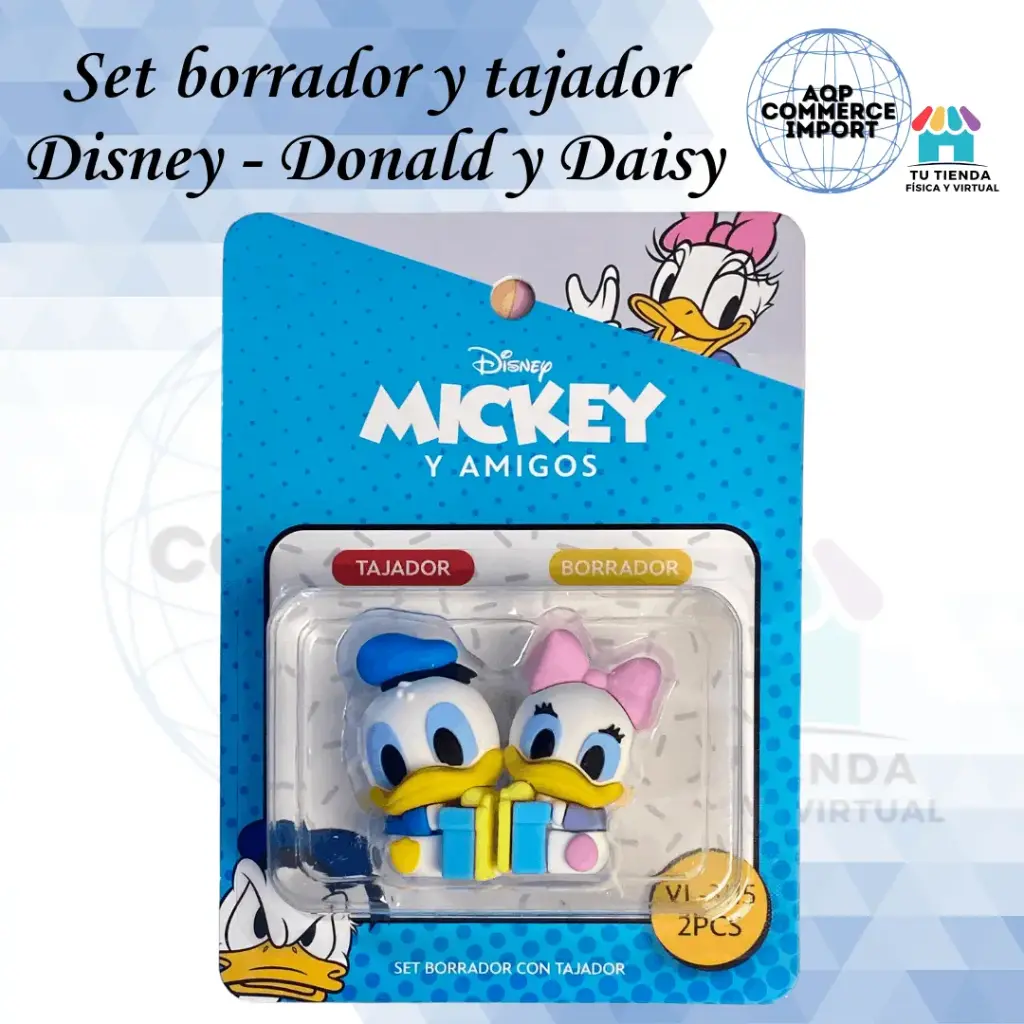 SET BORRADOR Y TAJADOR DISNEY - DONALD Y DAISY