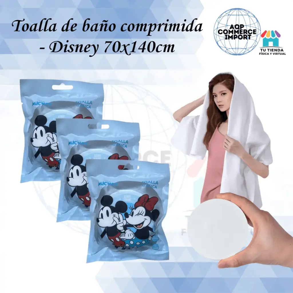 TOALLA DE BAÑO COMPRIMIDA DISNEY - 70x140cm