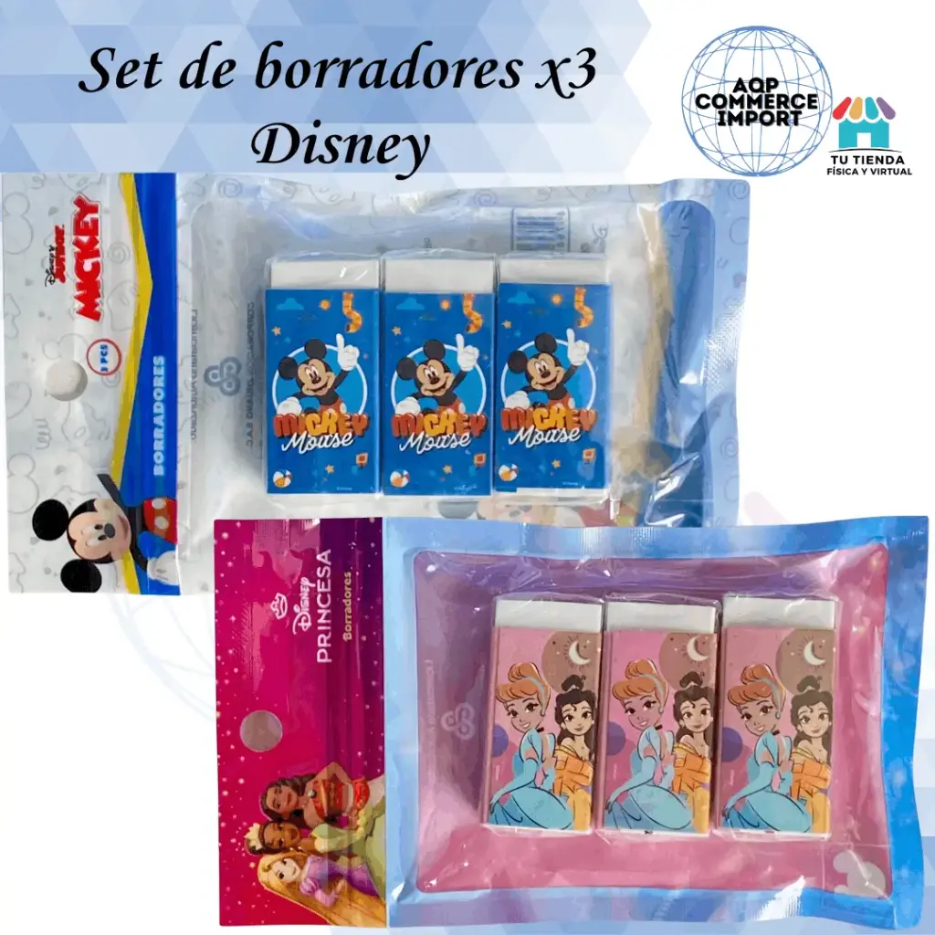SET DE BORRADORES x3 DISNEY