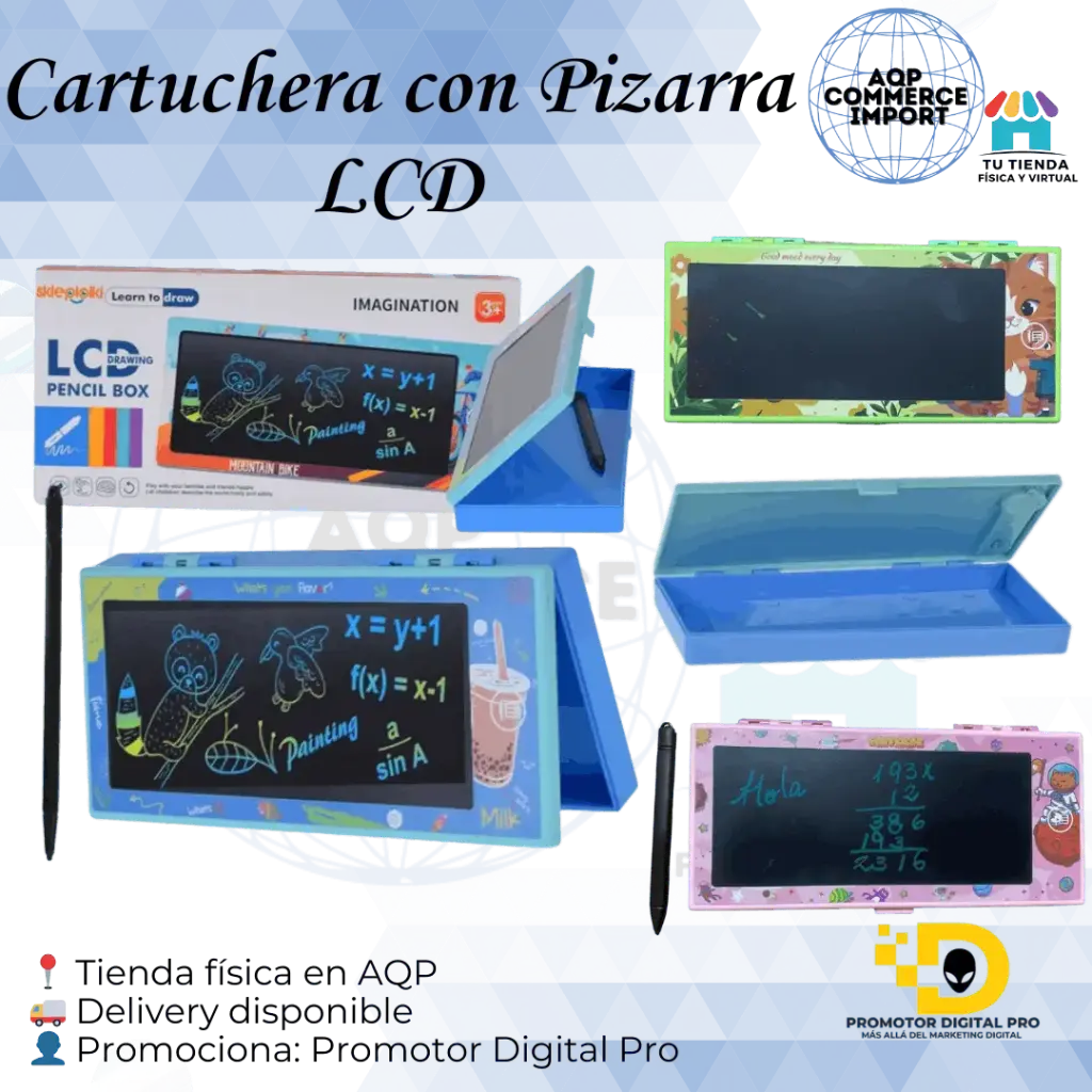 CARTUCHERA CON PIZARRA LCD