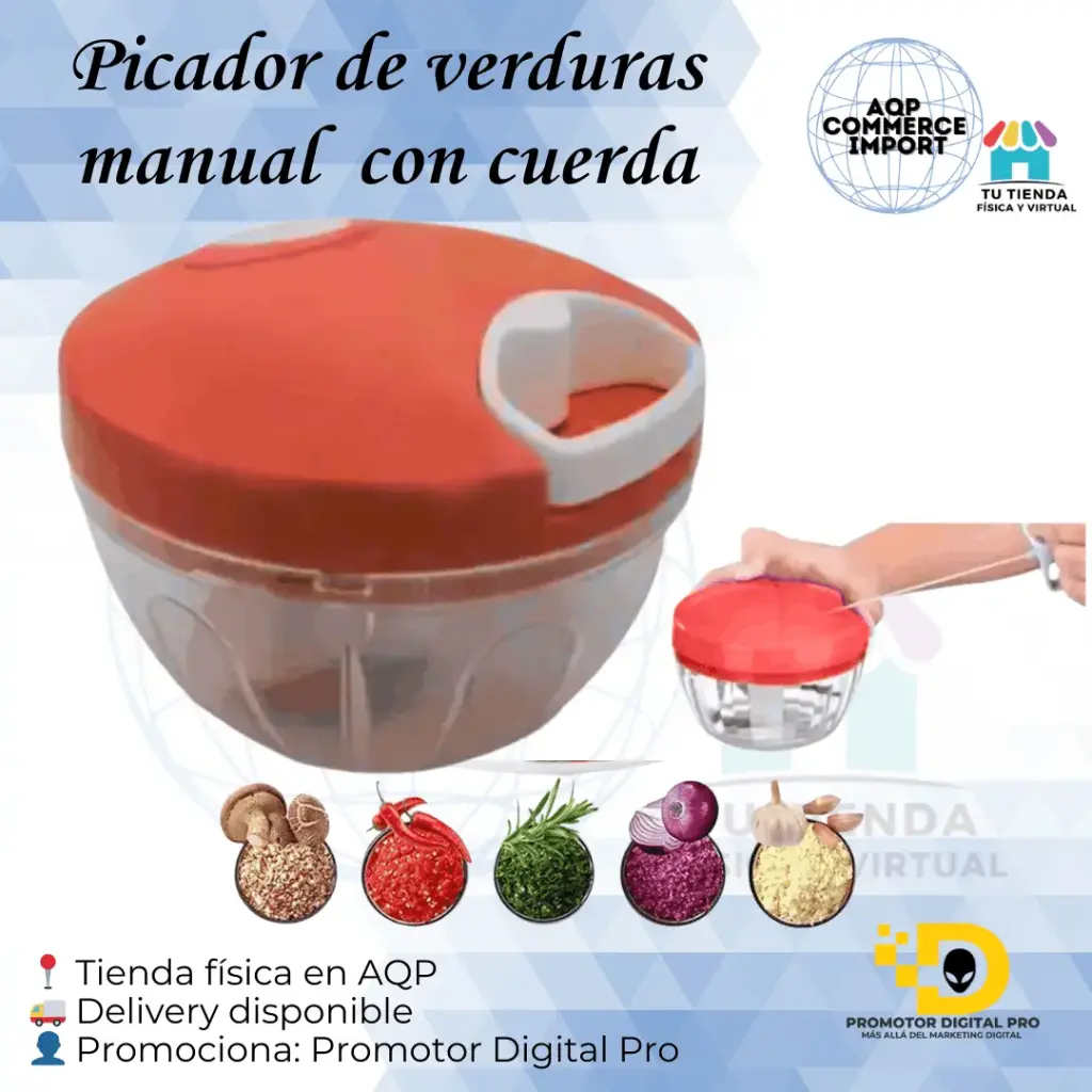 PICADOR DE VERDURAS MANUAL CON CUERDA