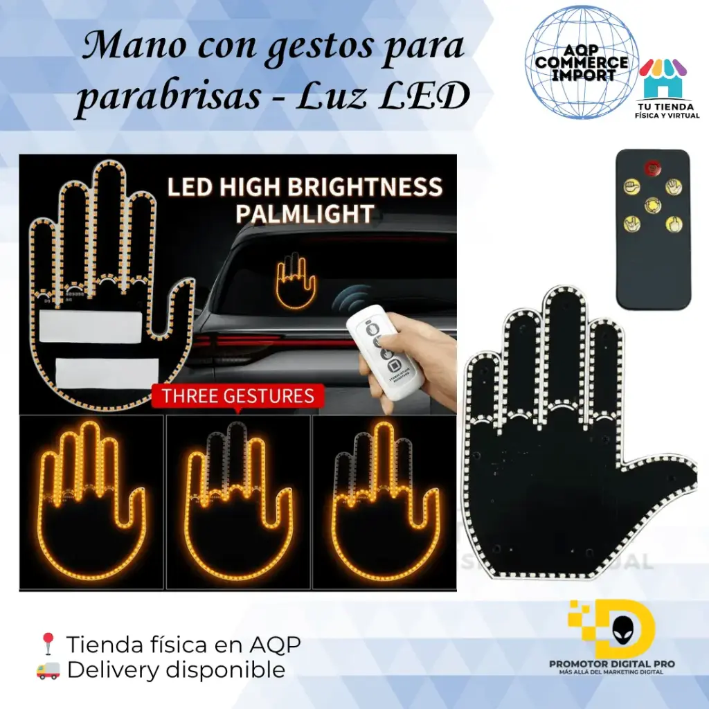 MANO CON GESTOS PARA PARABRISAS - LUZ LED
