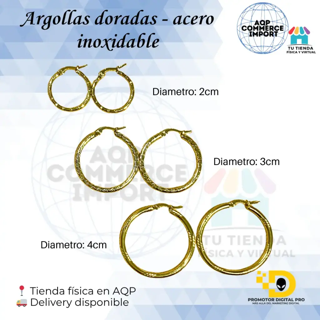 ARGOLLAS DORADAS - ACERO INOXIDABLE