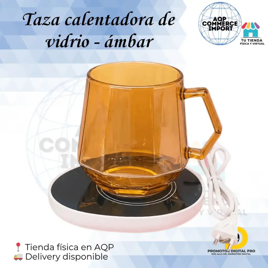 TAZA CALENTADORA DE VIDRIO - ÁMBAR