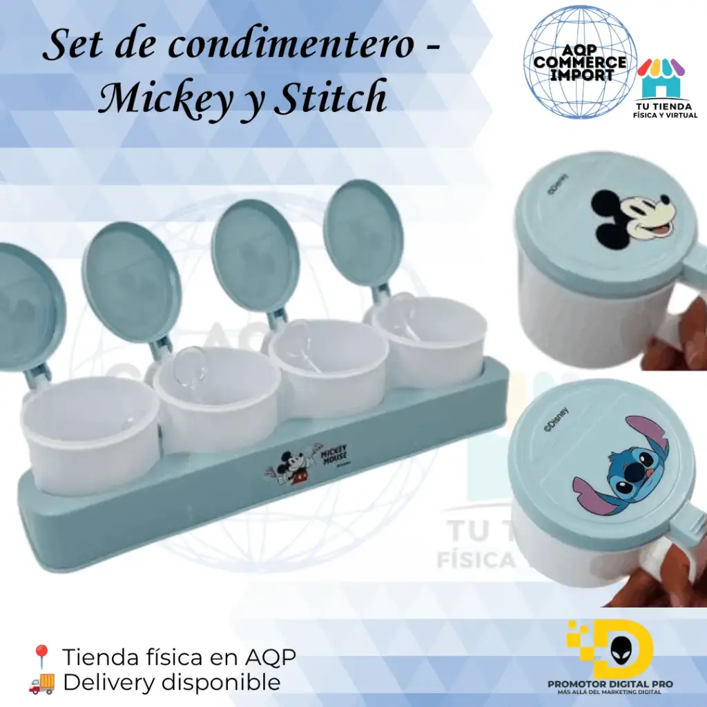 SET DE CONDIMENTEROS MICKEY Y STITCH