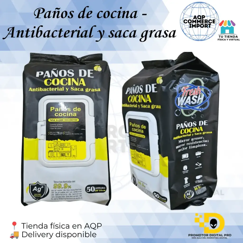 PAÑOS DE COCINA - ANTIBACTERIAL Y SACA GRASA