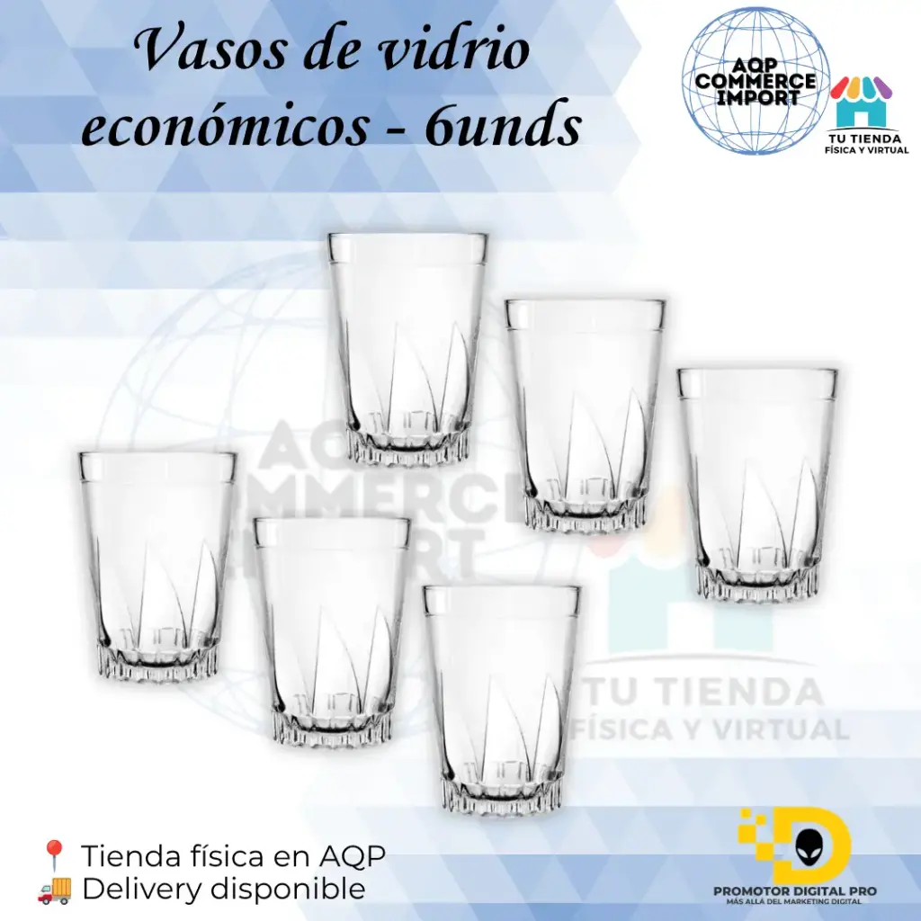VASOS DE VIDRIO ECONÓMICO - 6UNDS