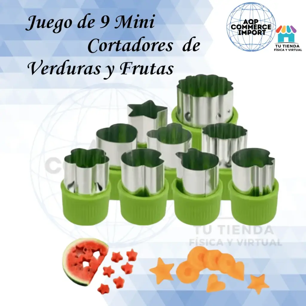 JUEGO 9 MINI CORTADORES CON FORMAS - FRUTAS Y VERDURAS