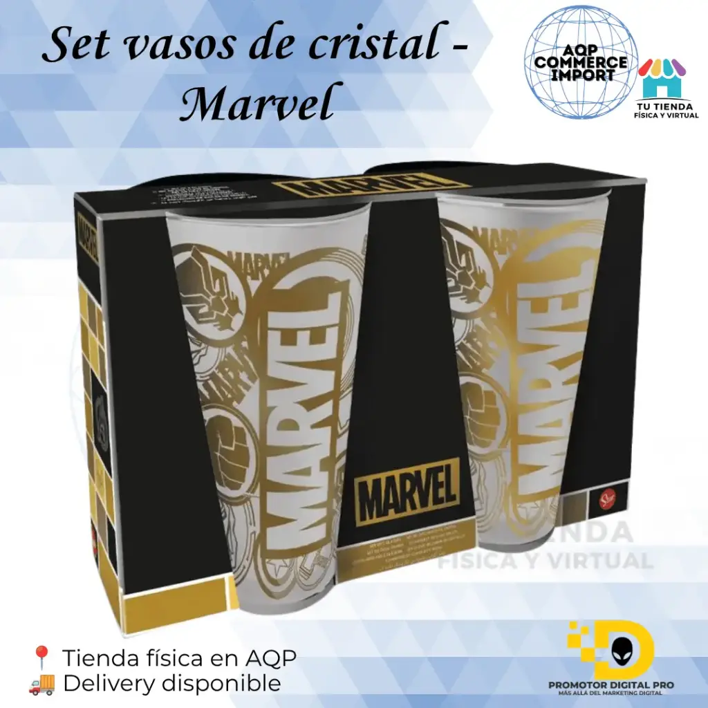 SET VASOS DE CRISTAL - MARVEL