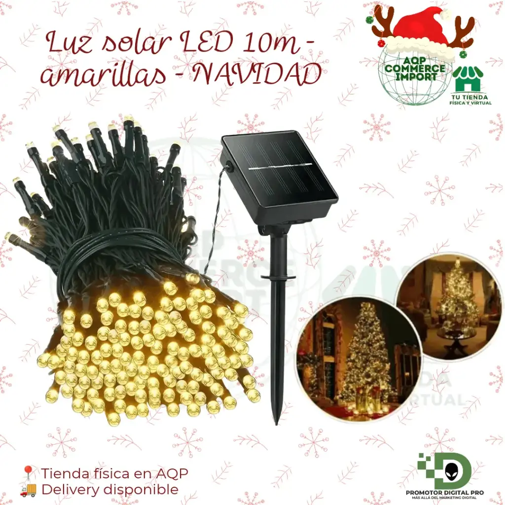 LUZ SOLAR LED 10M - AMARILLAS - NAVIDAD