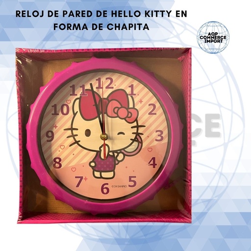 RELOJ TIPO CHAPITA HELLO KITTY (27CM DE DIÁMETRO)