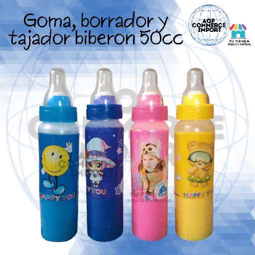 GOMA, BORRADOR Y TAJADOR EN FORMA DE BIBERÓN