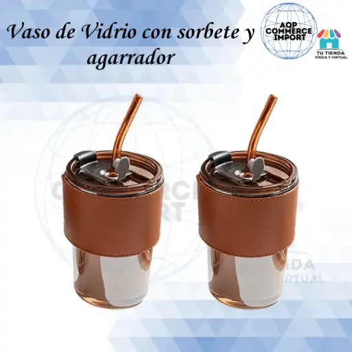 VASO DE VIDRIO CON SORBETE Y AGARRADOR
