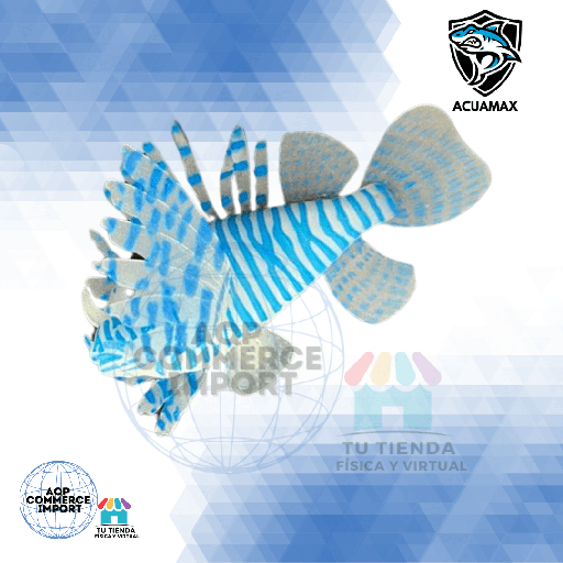 ADORNO PARA  PECERA LION FISH AZUL RAYADO