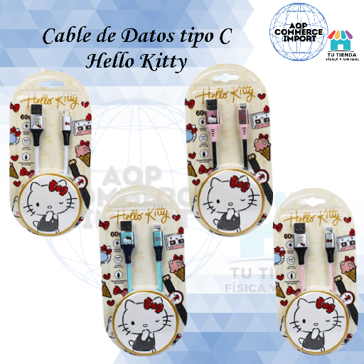 CABLE DE DATOS TIPO C - HELLO KITTY