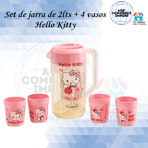 SET DE JARRA DE 2LITROS  + 4 VASOS - SANRIO