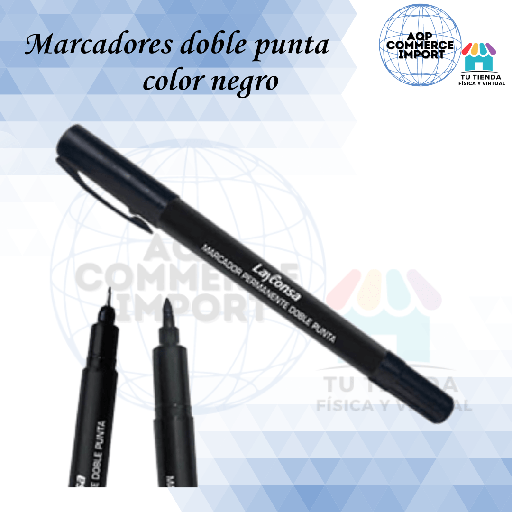 MARCADORES PERMANENTE DOBLE PUNTA - NEGRO