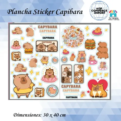 PLANCHA DE STICKER CAPIBARA