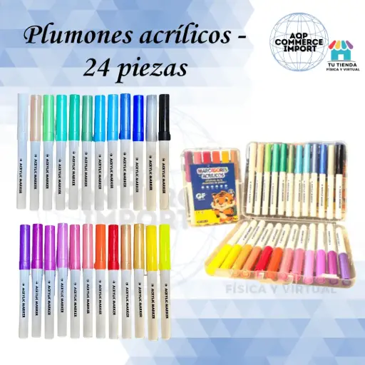 PLUMONES ACRÍLICOS 24 PIEZAS