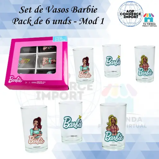 SET DE VASOS BARBIE - PACK 6 UNDS