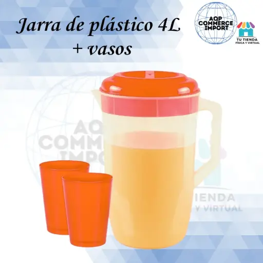 JARRA DE PLÁSTICO 4L + VASOS