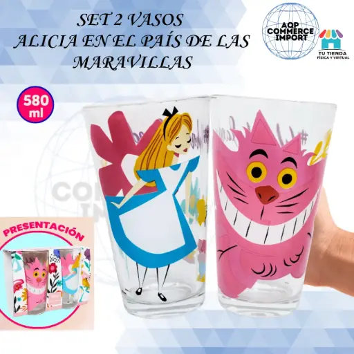 SET 2 VASOS ALICIA EN EL PAÍS DE LAS MARAVILLAS