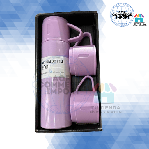 TERMO DE ACERO 500ML CON 3 TAZAS